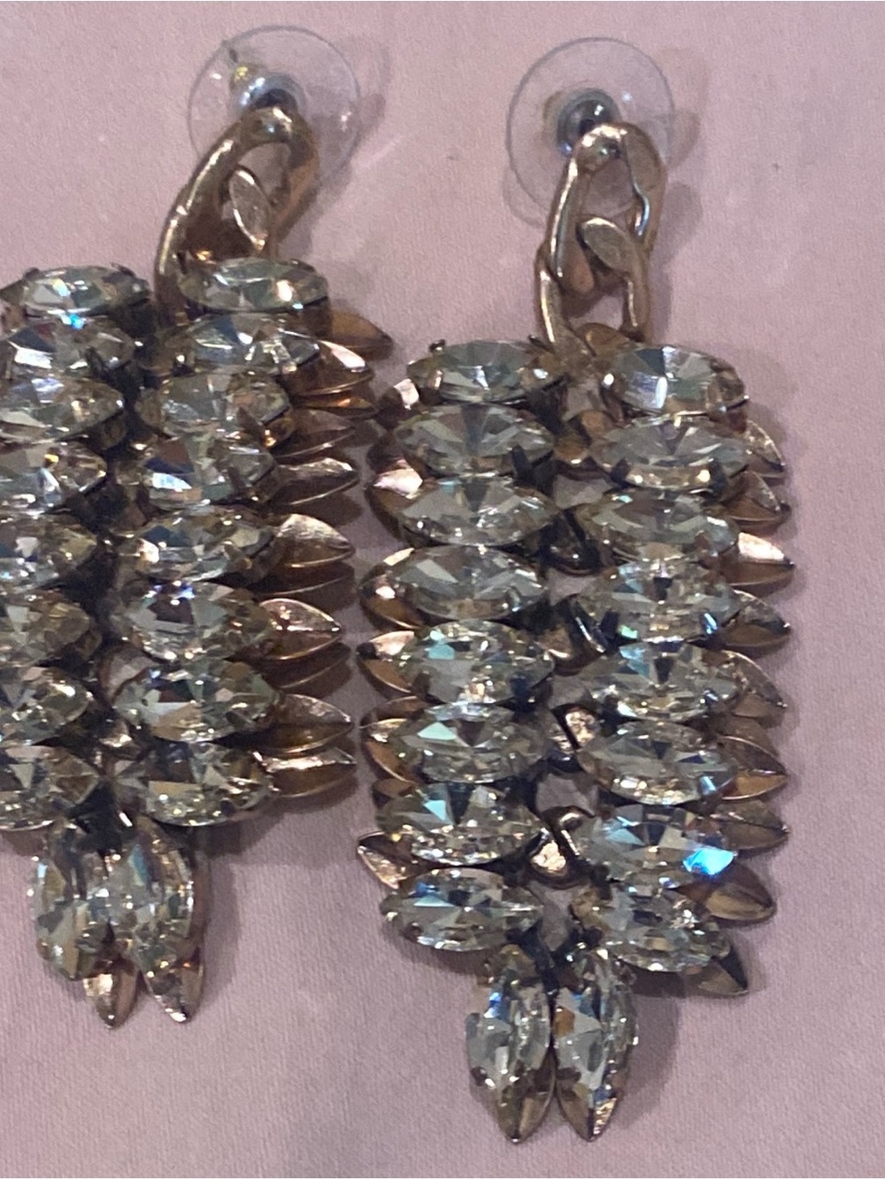 Stella & Dot Silver-Tone Marquise Crystal Chandelier Earrings